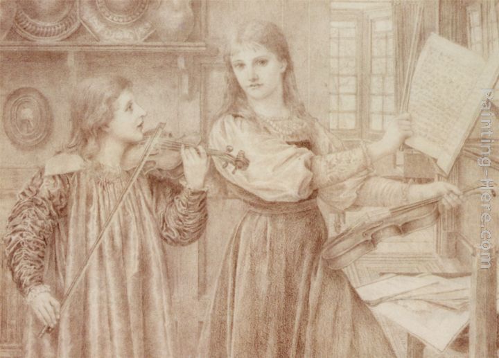 The Duet Study painting - Henry Holiday The Duet Study art painting